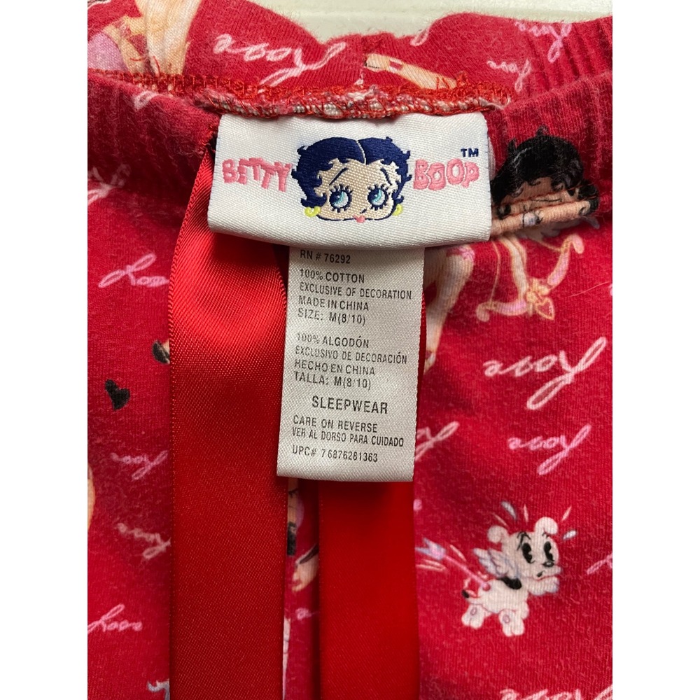 Betty Boop Pajama Pants Womens Medium Red Cupid Heart Print Cotton Sleepwear - Picture 3 of 3